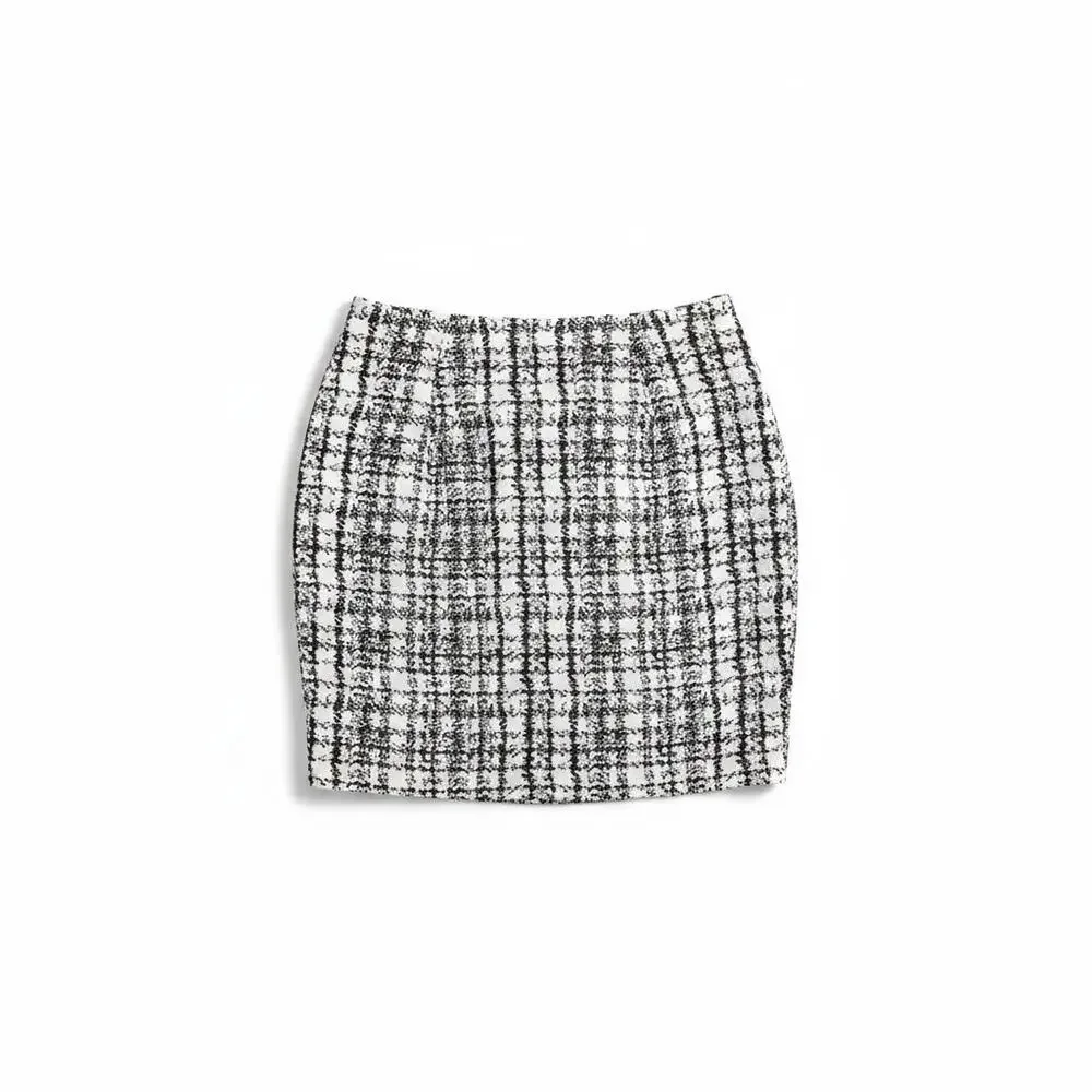 Jones‎ Studio Separates Size 14 Black White Plaid Above Knee Skirt